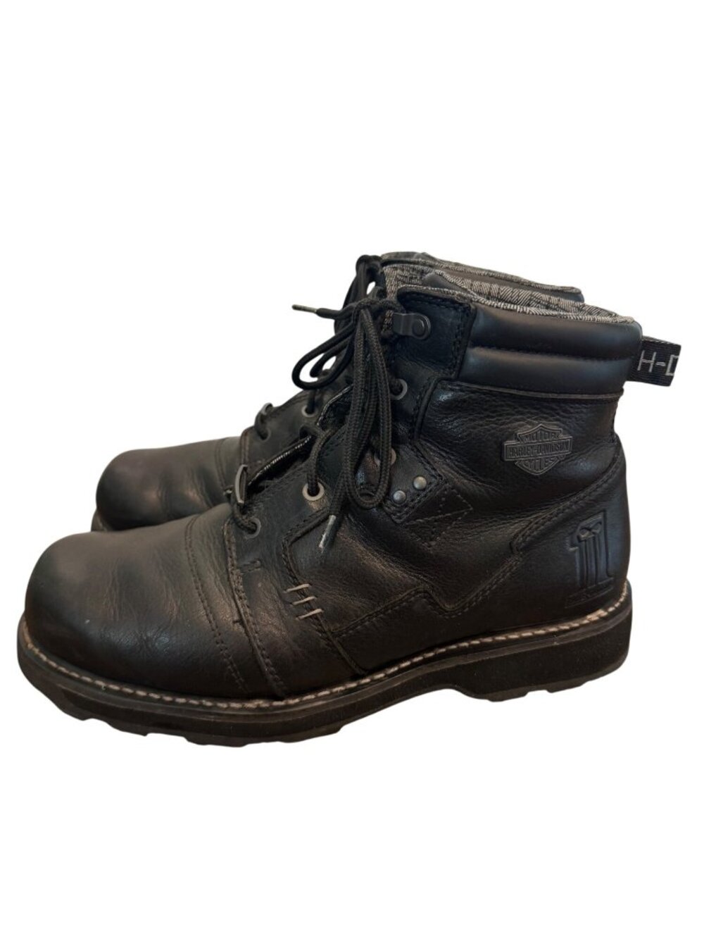 Harley-Davidson Black Leather Mens Boots Size 13M Durable Lace-Up